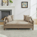 Upholstered Chaise Lounge Chenille Brass Nailheads Pocket Spring 4 Pillows