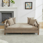 Upholstered Chaise Lounge Chenille Brass Nailheads Pocket Spring 4 Pillows