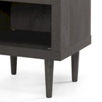 Faux Wood Single Drawer Nightstand with Bottom Shelf Mid-Century Style