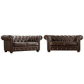 Chesterfield Loveseat Button Tufted Rolled Arms Espresso Bun Feet