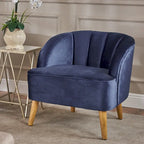 Modern Velvet Club Chair Birch Wood Legs Polyester Upholstery