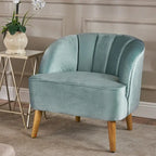 Modern Velvet Club Chair Birch Wood Legs Polyester Upholstery
