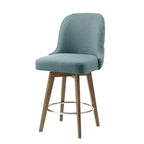 Counter Stool 360-Degree Swivel Tufted Back Walnut Legs Silver Footrest