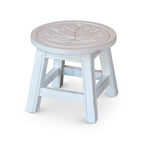 Carved Wooden Step Stool Rubberwood Multi-functional Ottoman Footrest