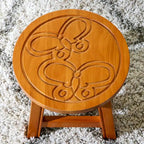 Carved Wooden Step Stool Rubberwood Multi-functional Ottoman Footrest