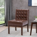 Tufted Accent Chair Faux Leather Rubberwood Legs Contemporary Design