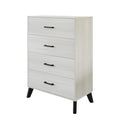 Classic 4-Drawer Wooden Chest Solid Wood Legs Tapered Black Handles
