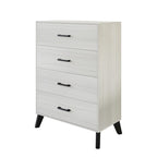Classic 4-Drawer Wooden Chest Solid Wood Legs Tapered Black Handles