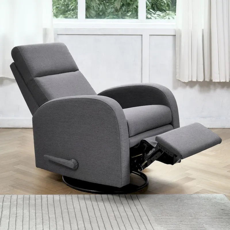 Manual Glider Recliner Swivel Rocker Chair Polyester Microfiber Fabric