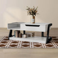 Contemporary White 49-Inch Lift-Top Coffee Table with Lower Shelf Storage