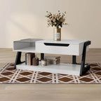 Contemporary White 49-Inch Lift-Top Coffee Table with Lower Shelf Storage