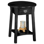 Mission Round End Table with Drawer Solid Hardwood Arts Crafts Design