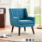 Modern Linen Tufted Accent Armchair Solid Wood Frame High-Resilience Foam