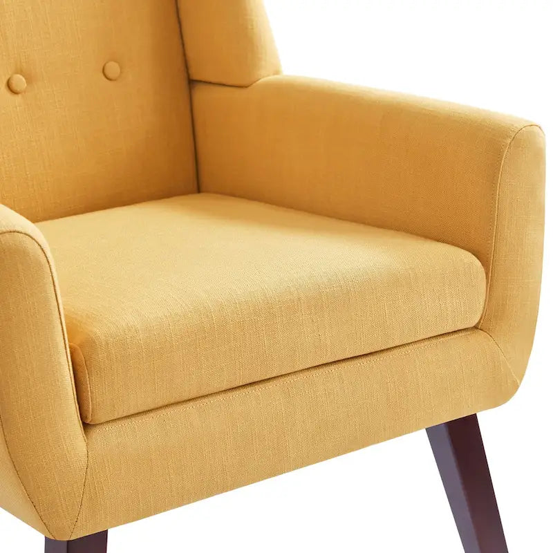 Modern Linen Tufted Accent Armchair Solid Wood Frame High-Resilience Foam
