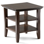 Solid Wood Square Transitional End Table Two Open Shelves 19 Inch