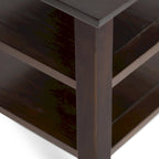 Solid Wood Square Transitional End Table Two Open Shelves 19 Inch