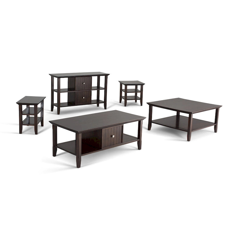 Solid Wood Square Transitional End Table Two Open Shelves 19 Inch