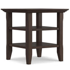 Solid Wood Square Transitional End Table Two Open Shelves 19 Inch