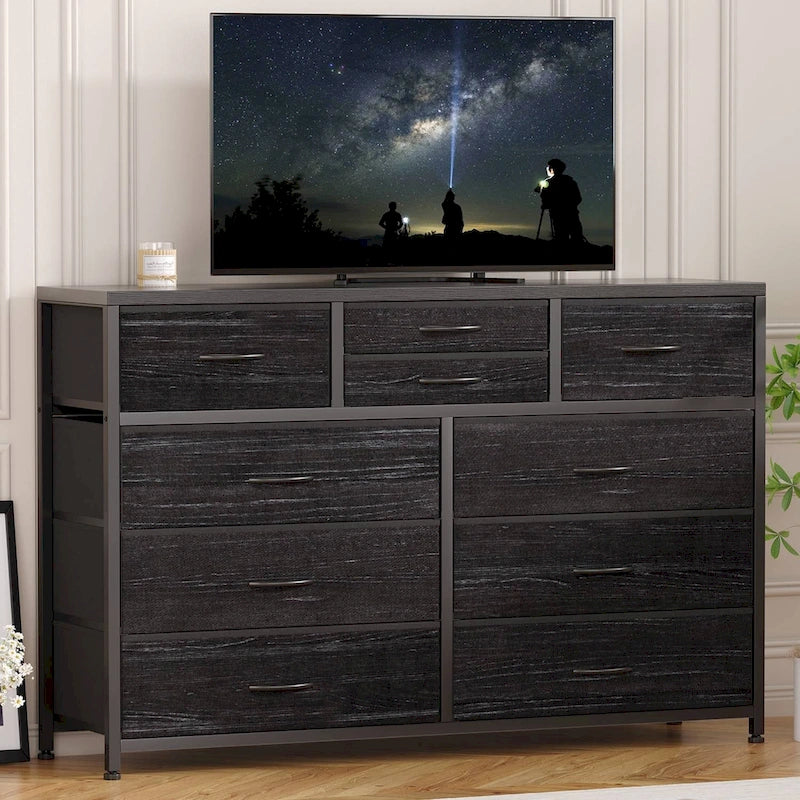 Cómoda Moderna para TV com 10 Gavetas em MDF Impermeável Pés Ajustáveis