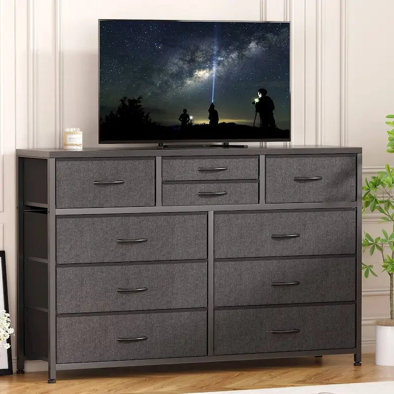Cómoda Moderna para TV com 10 Gavetas em MDF Impermeável Pés Ajustáveis