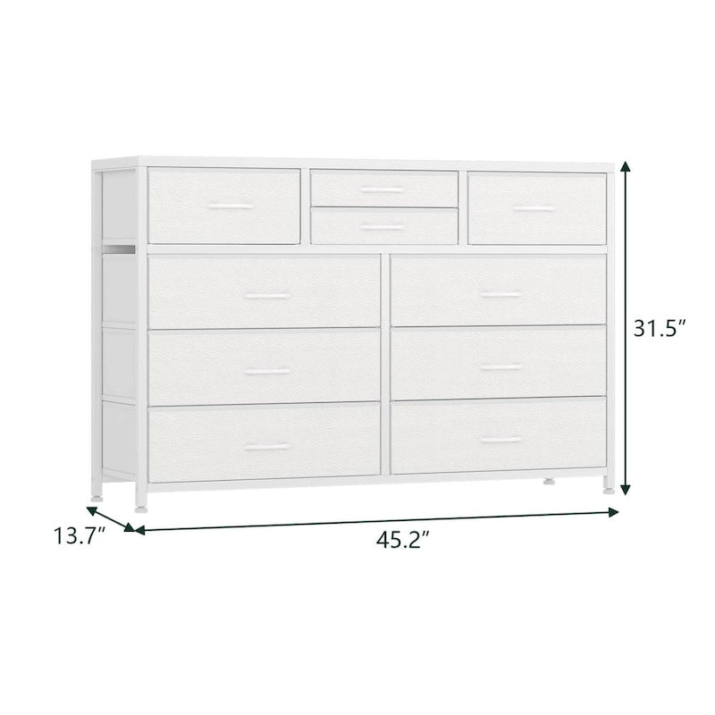 Modern Dresser TV Stand with 10 Drawers MDF Waterproof Adjustable Feet