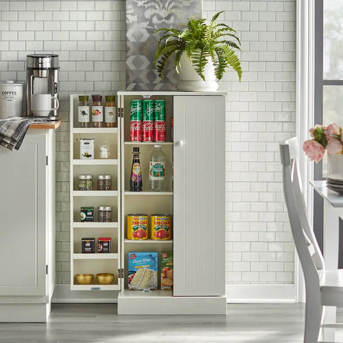 2-Door Utility Kitchen Pantry MDF with Interior and Door Shelves