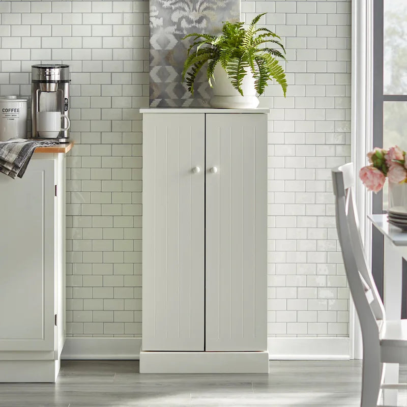 2-Door Utility Kitchen Pantry MDF with Interior and Door Shelves