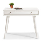 Mid-Century Solid Wood Desk Single Drawer Tapering Legs Two Finishes