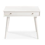 Mid-Century Solid Wood Desk Single Drawer Tapering Legs Two Finishes