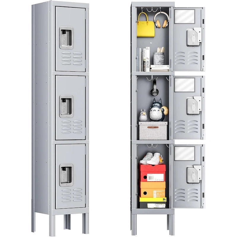 3-Tier 5-Tier Metal Locker Storage Cabinet for Office Gym School