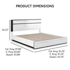 Modern White Platform Bed 2 Footboard Drawers High Gloss Asymmetric Design
