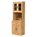Modern Kitchen Wood Cabinet and Hutch with Shelves Drawer Oak Brown