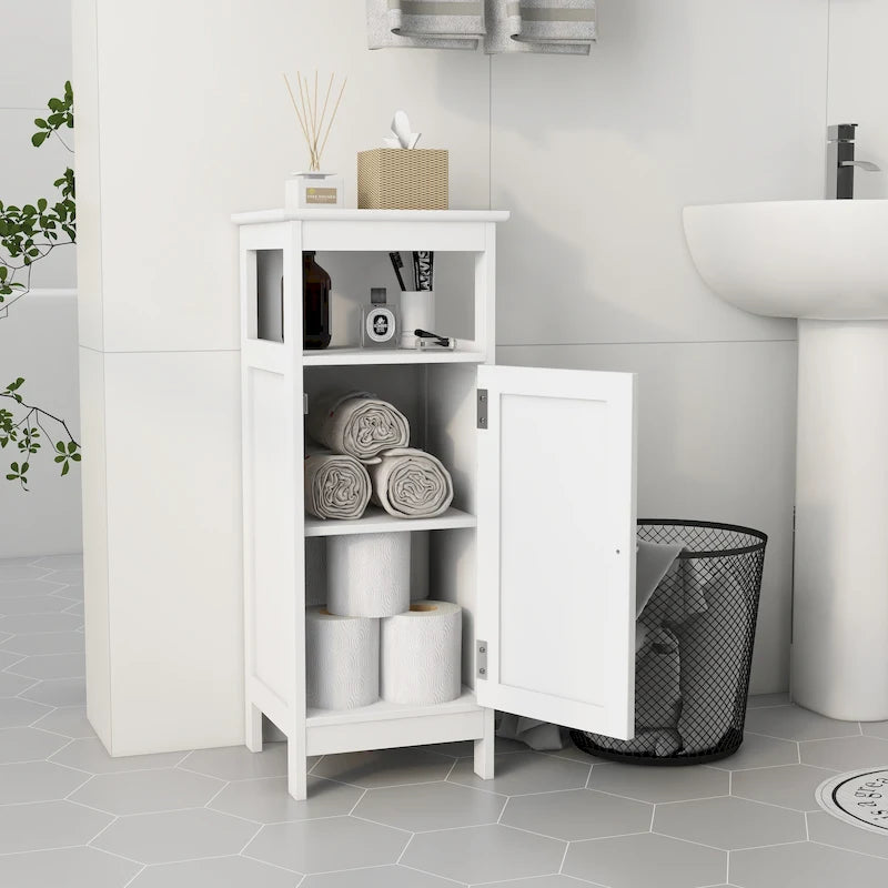 Single Door Bathroom Storage Cabinet MDF with Adjustable Shelf