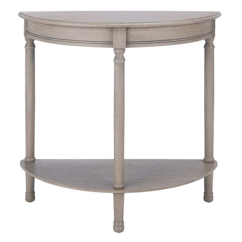 Half Moon Console Table Demilune Frame Carved Accents Turned Legs