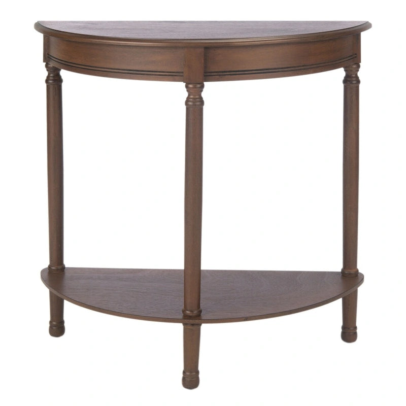 Half Moon Console Table Demilune Frame Carved Accents Turned Legs
