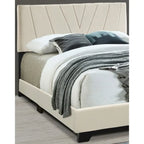 Upholstered Cream Velvet Bed Frame Elegant Cannoli Design King Queen