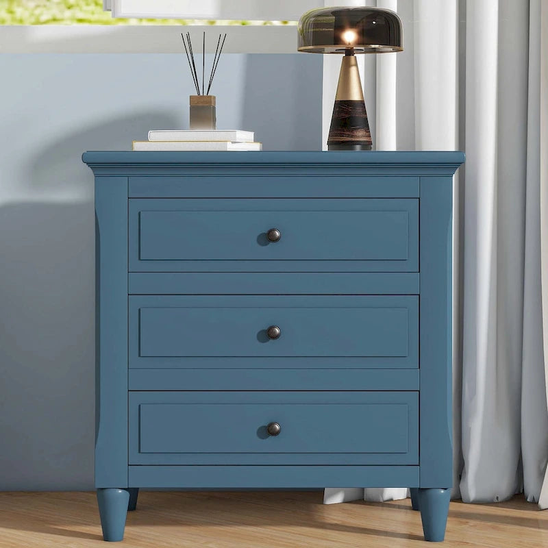 3-Drawer Nightstand with Metal Sliding Rails Fully Assembled Wood Cabinet