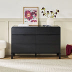 Curved Top Solid Pine 6-Drawer Dresser Metal Pulls Eco-Friendly Wood