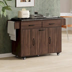 Kitchen Island with Tilt-Out Trash Can Drop Leaf Countertop Storage