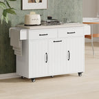 Kitchen Island with Tilt-Out Trash Can Drop Leaf Countertop Storage