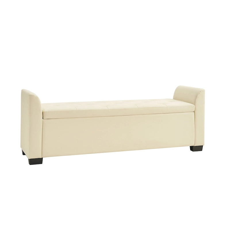 Tufted Storage Bench Flared Arms High-Density Foam 57.75 Inch Wide