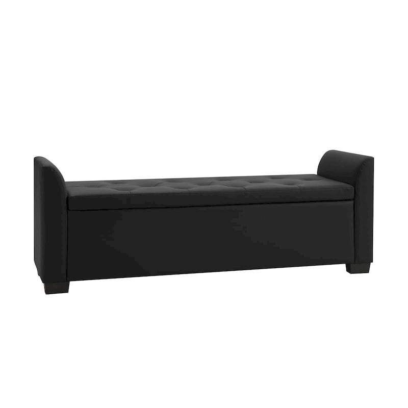 Tufted Storage Bench Flared Arms High-Density Foam 57.75 Inch Wide