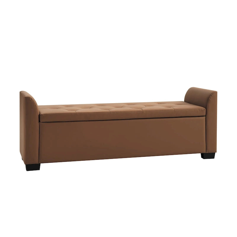 Tufted Storage Bench Flared Arms High-Density Foam 57.75 Inch Wide