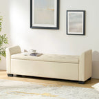 Tufted Storage Bench Flared Arms High-Density Foam 57.75 Inch Wide