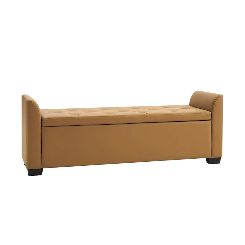 Tufted Storage Bench Flared Arms High-Density Foam 57.75 Inch Wide