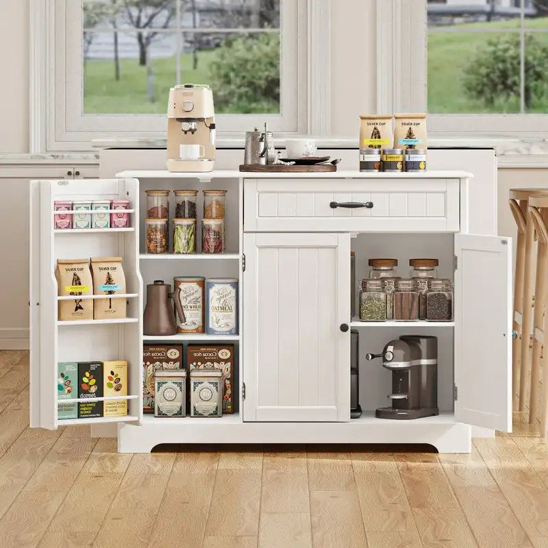 Kitchen Sideboard Buffet Cabinet 3 Doors 1 Drawer MDF Anti-Tilt
