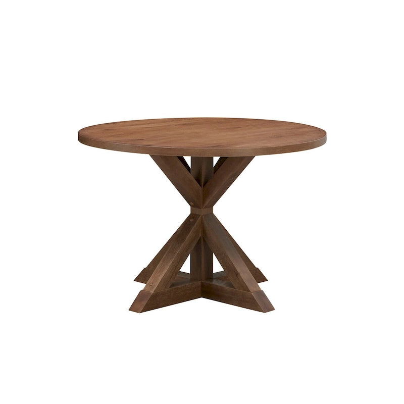 Trestle X-Base Dining Table Solid Wood 47-Inch Seats 4 People