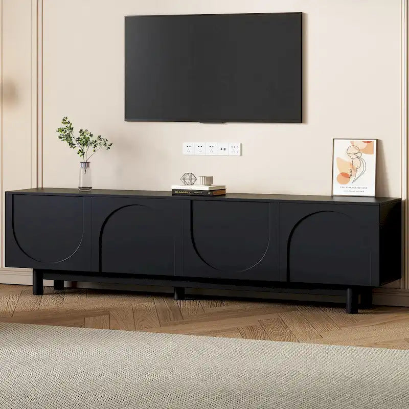 Arch Door TV Stand Entertainment Center Solid Wood Legs Fits 78 Inch