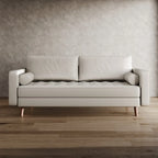 70-Inch Faux Leather Square Arm Sofa Couch High-Density Foam Solid Wood Legs